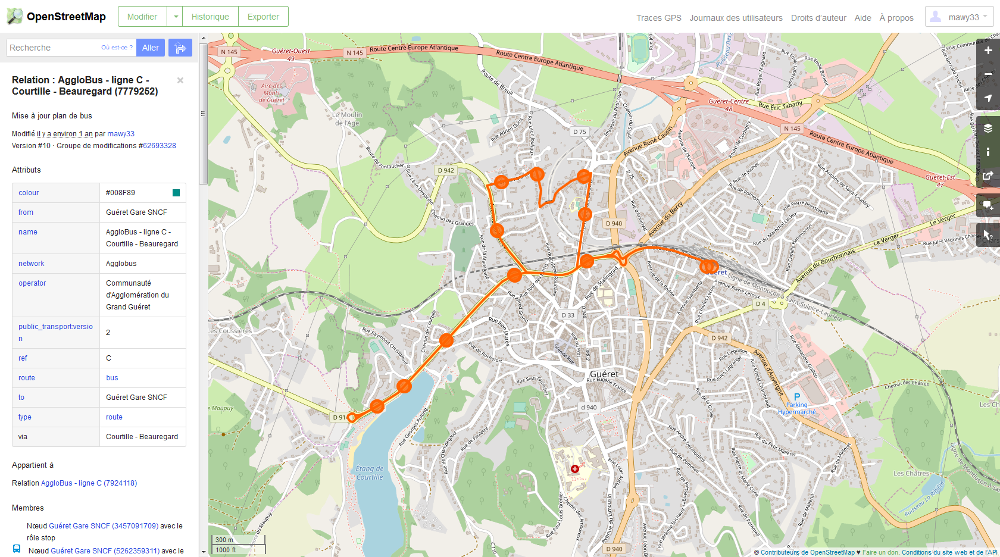 Création du tracé d’une ligne de bus dans OpenStreetMaps